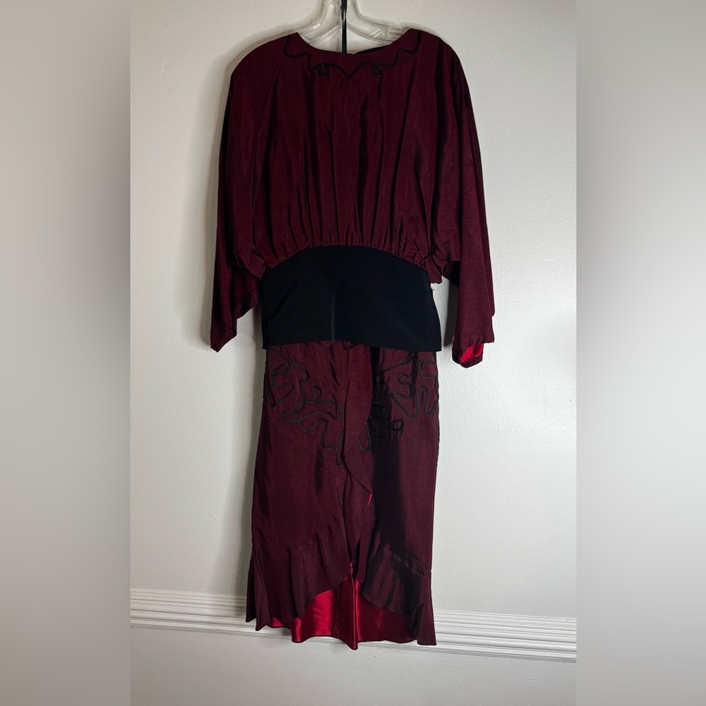 Vintage and Stunning Burgundy Blouse and Skirt by Daube